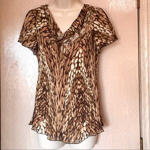 New Directions drape neck accordion blouse